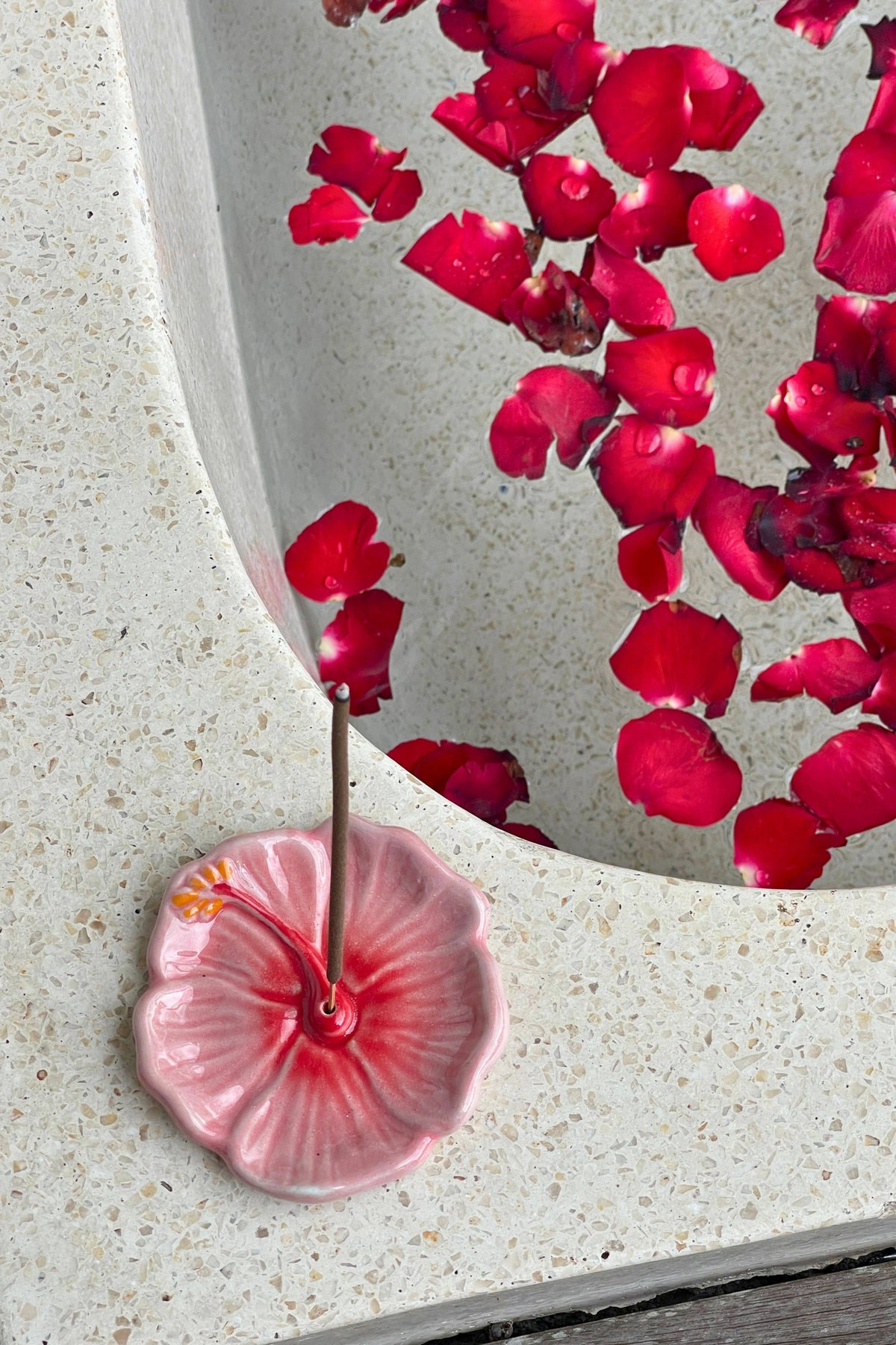 THE HIBISCUS INCENSE HOLDER | SUNSET RED by In Time Incense