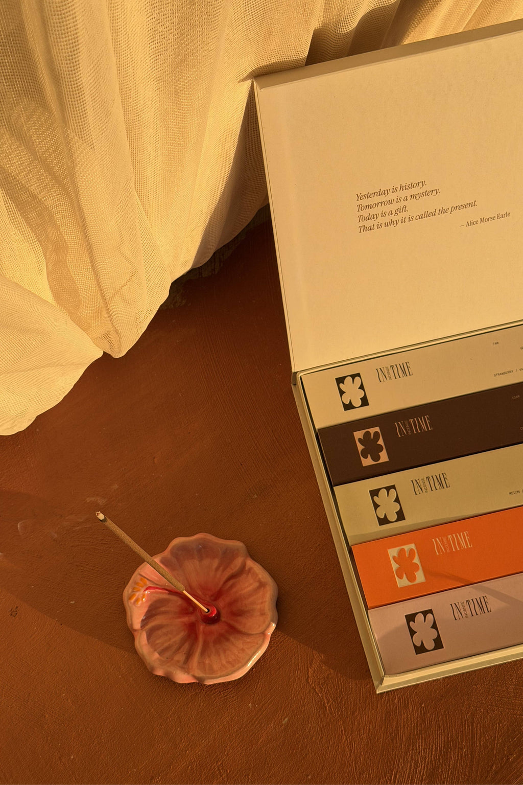 THE HIBISCUS INCENSE HOLDER | SUNSET RED by In Time Incense